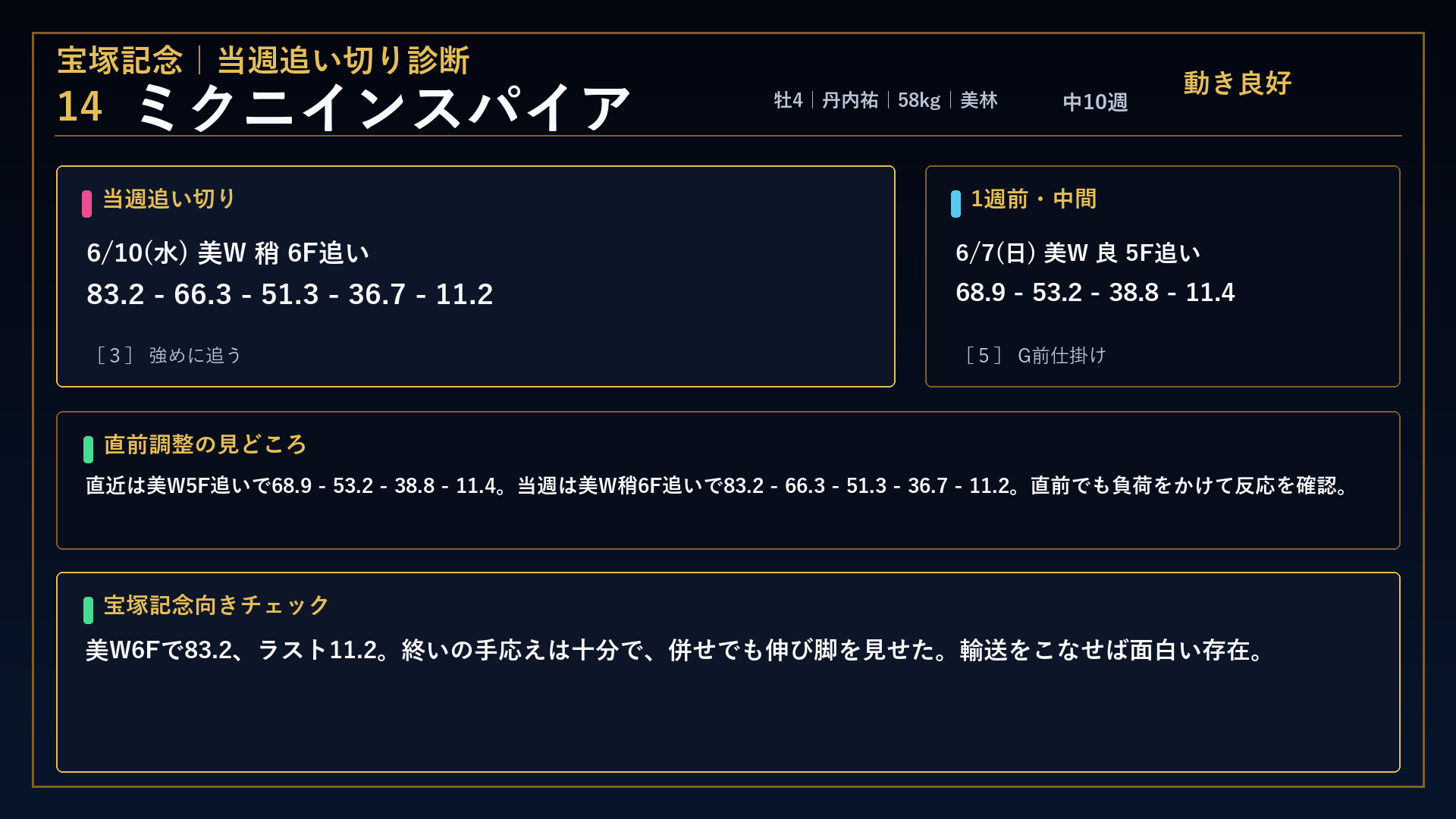 宝塚記念 ミクニインスパイア