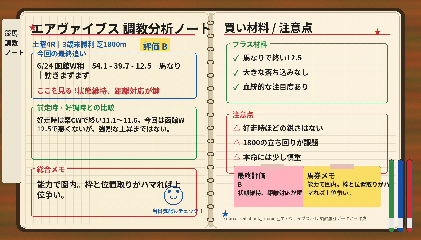 エアヴァイブス 調教ノート