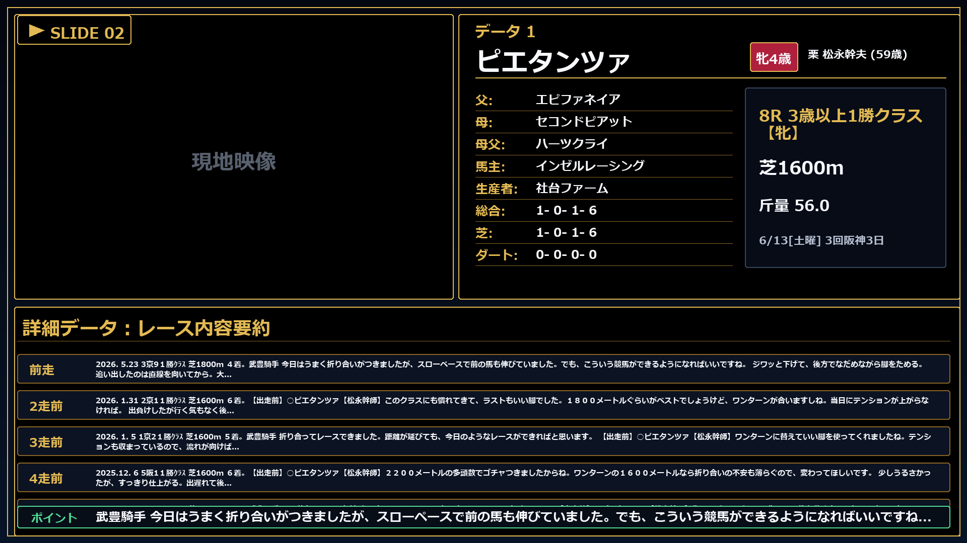 ピエタンツァ レースコメント