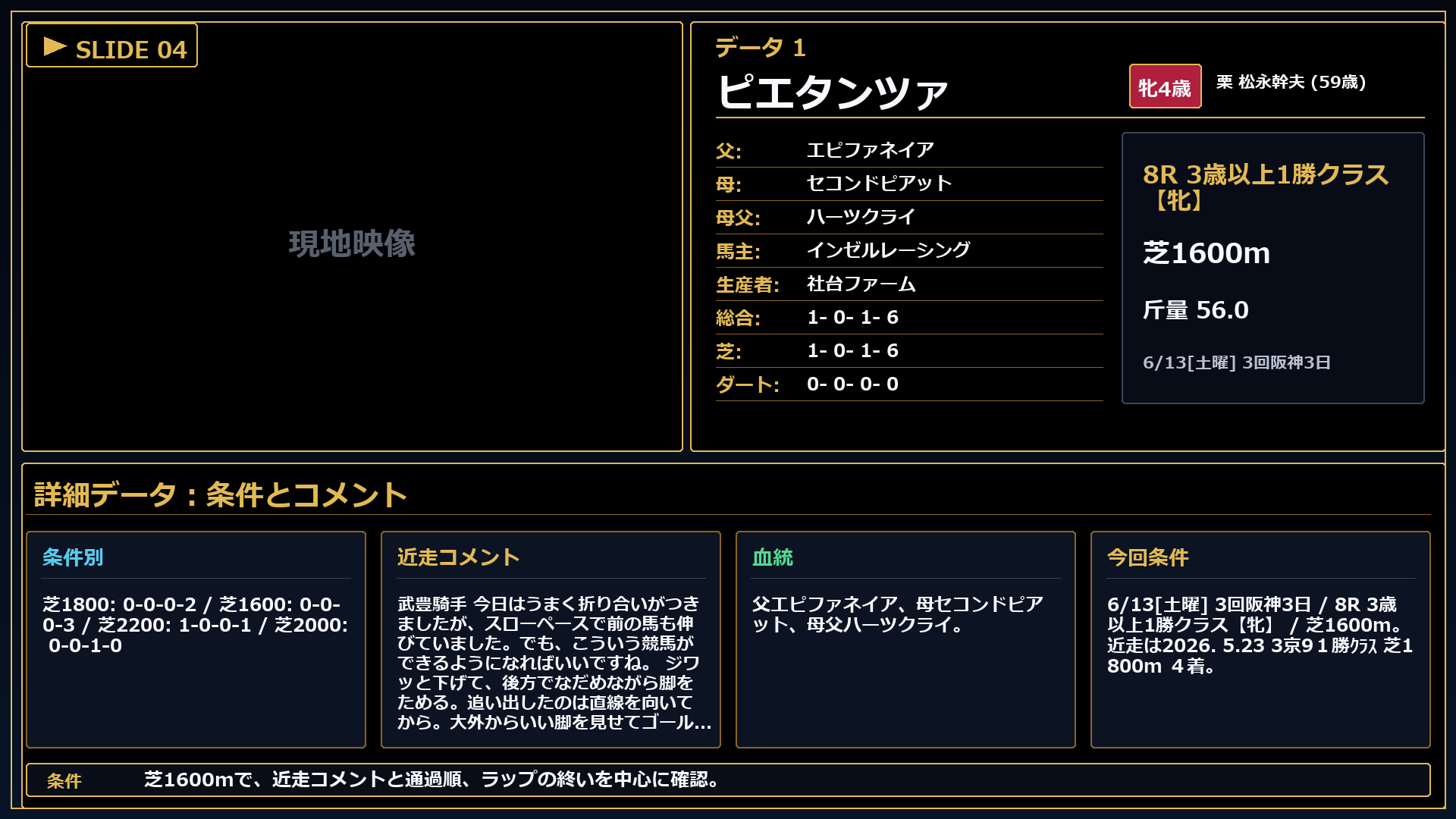 ピエタンツァ 条件とコメント