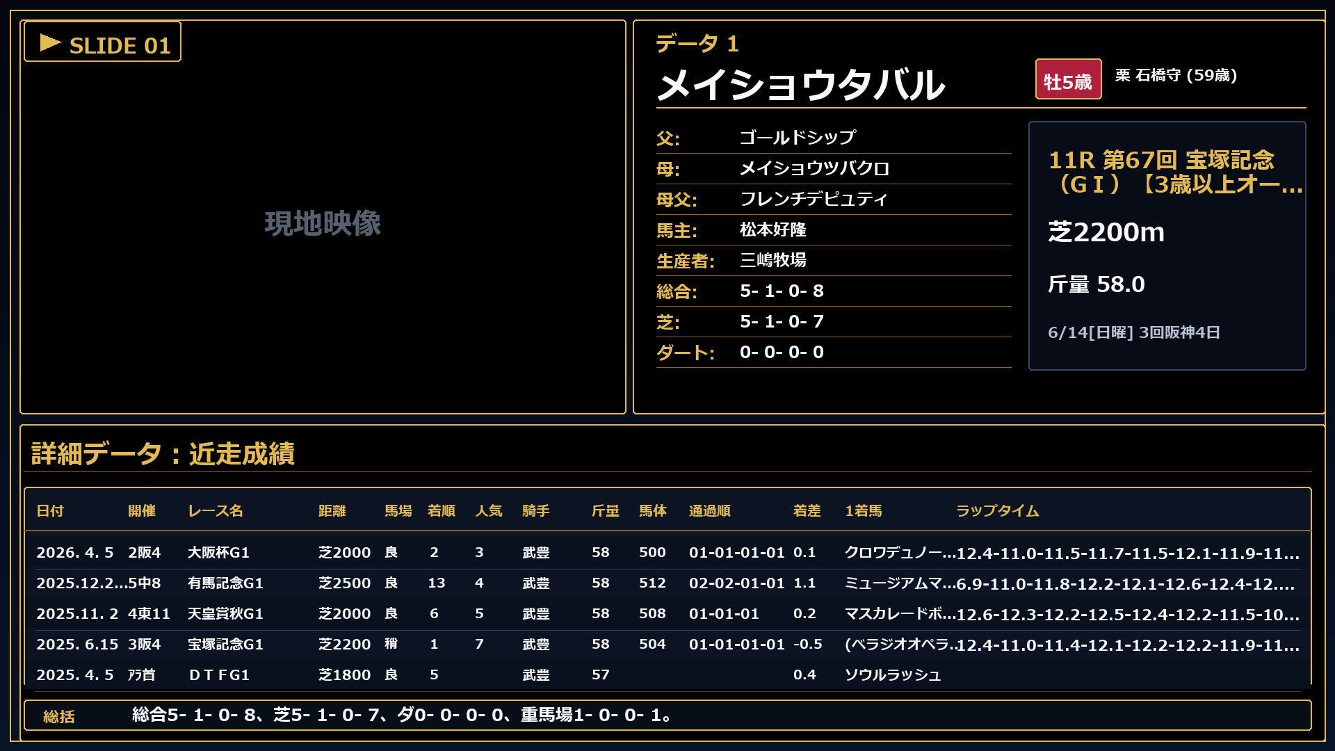 メイショウタバル プロフィール