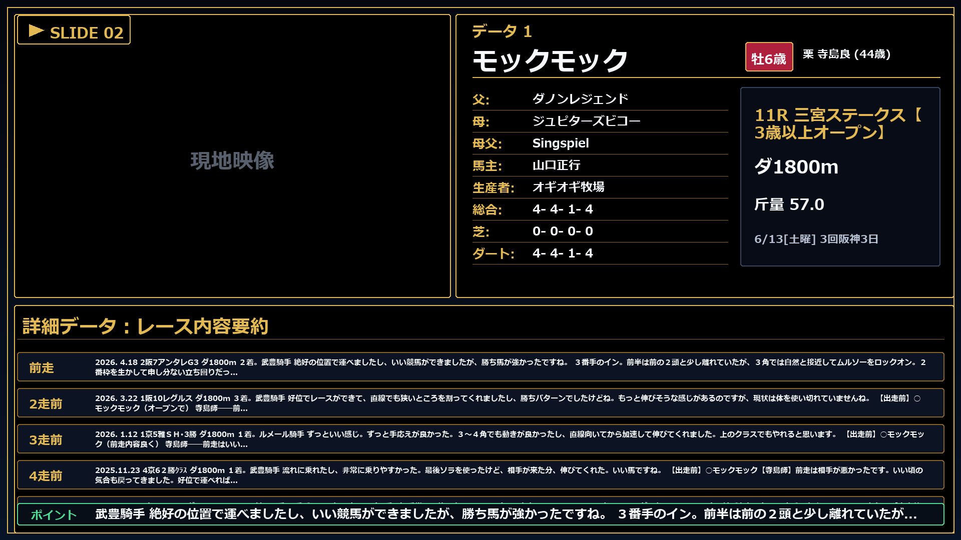 モックモック レースコメント