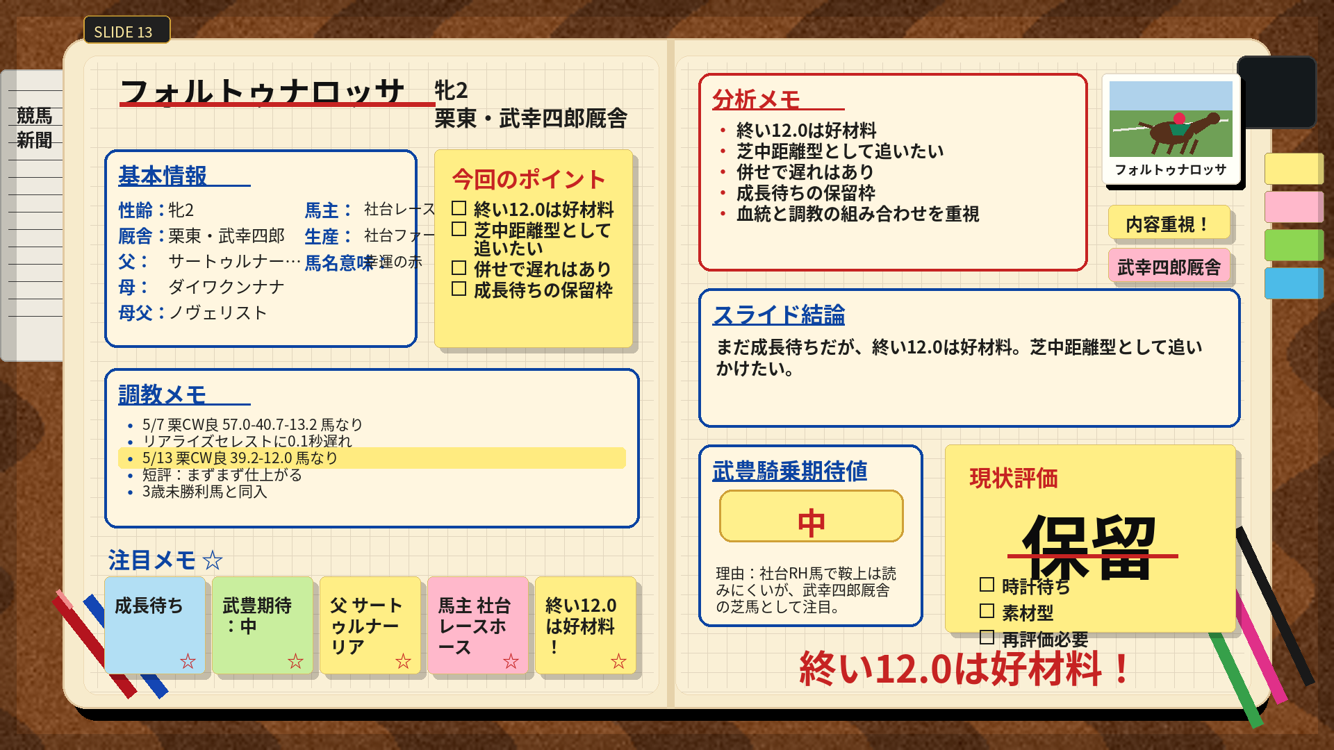 フォルトゥナロッサ 手書きノート