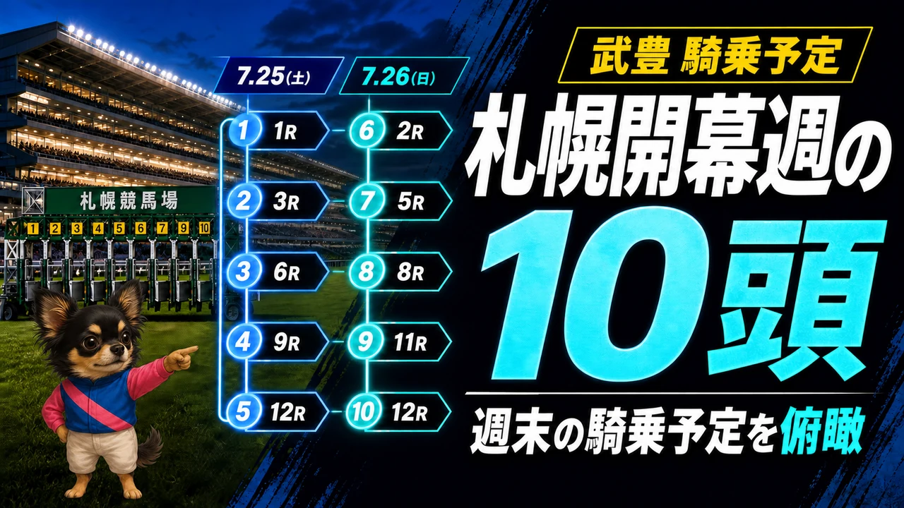 武豊騎手 札幌開幕週の騎乗予定10頭｜2026年7月25日・26日